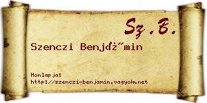 Szenczi Benjámin névjegykártya