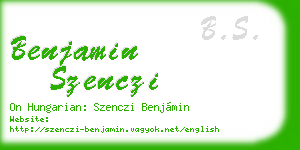 benjamin szenczi business card